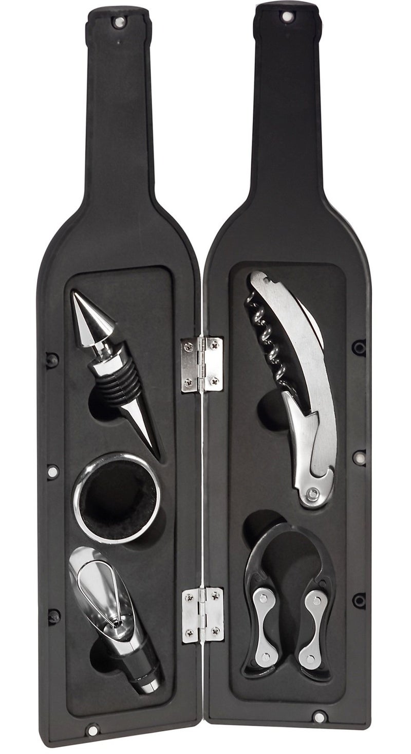 Ozeri 5-Piece Wine Bottle Corkscrew & Accessory Set, Black - Image 1